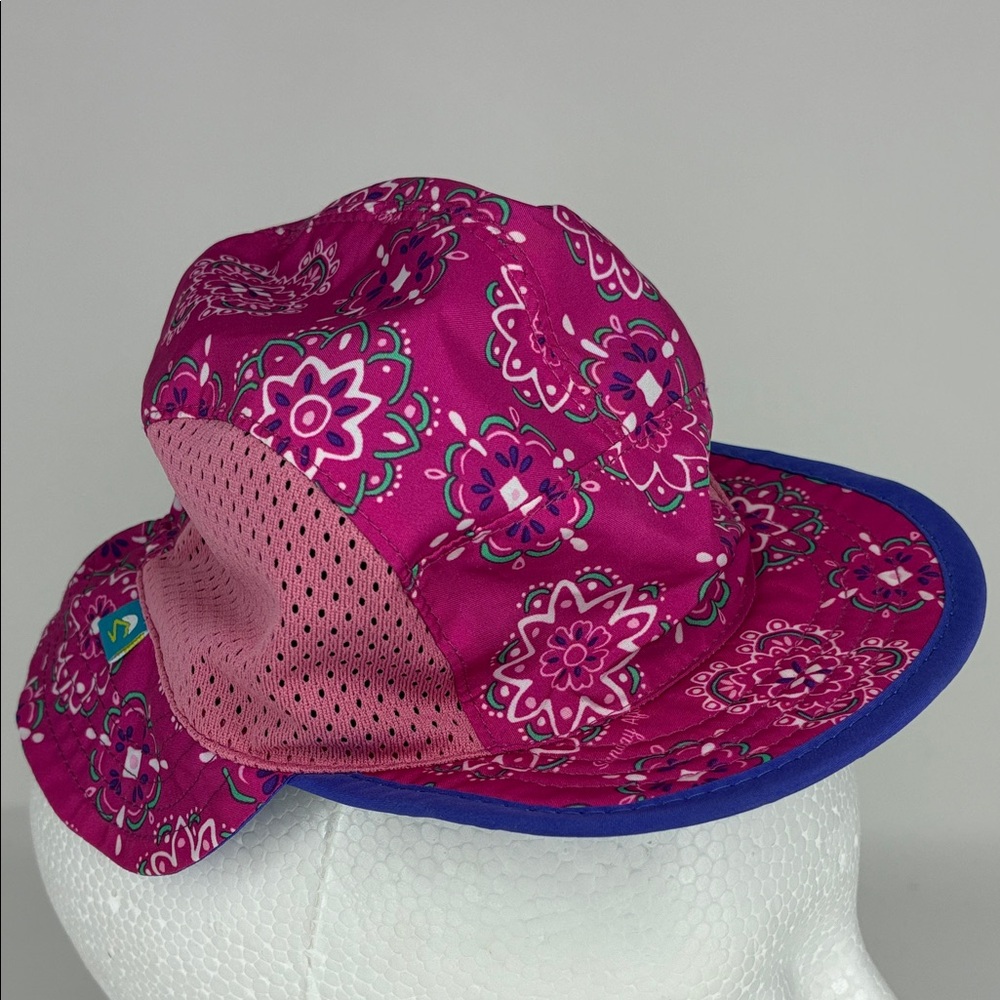 Kids Floral Sun Hat - Pink and Blue Size 0-6 months